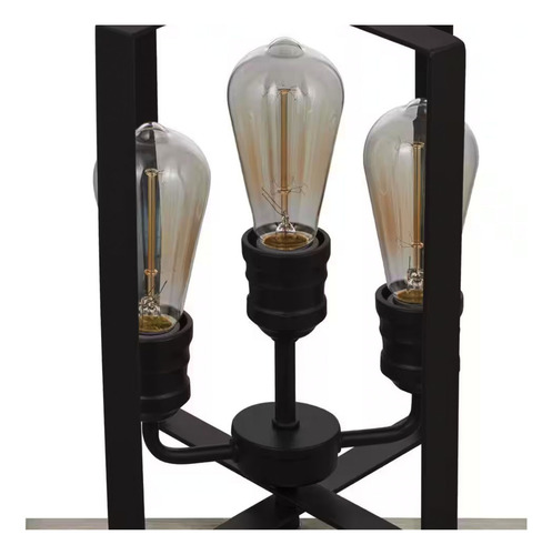 Lampara De Techo Colgante 14'' Rustica Geometrica 3 Luces Estructura Plateado
