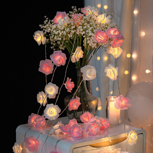 Luces De Hadas De Flores Rosas, 20 Led, Luces De Flores