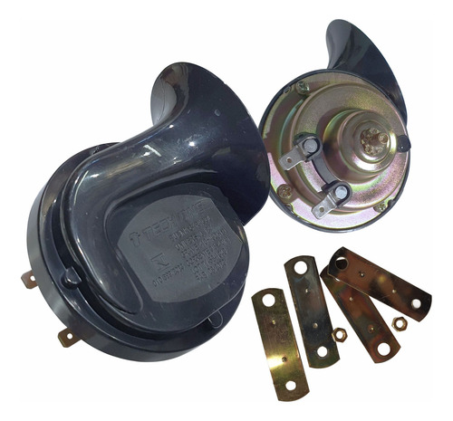 Par Buzinas Caracol Com 2 Terminal Carro Universal 12v Alto