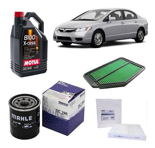 Kit 3 Filtros Honda New Civic Exs Lxs 1.8 Motul 8100 5w40