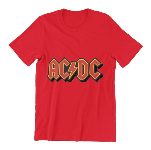 Polera Unisex Acdc Rock Banda Logo Rojo Algodon Estampado