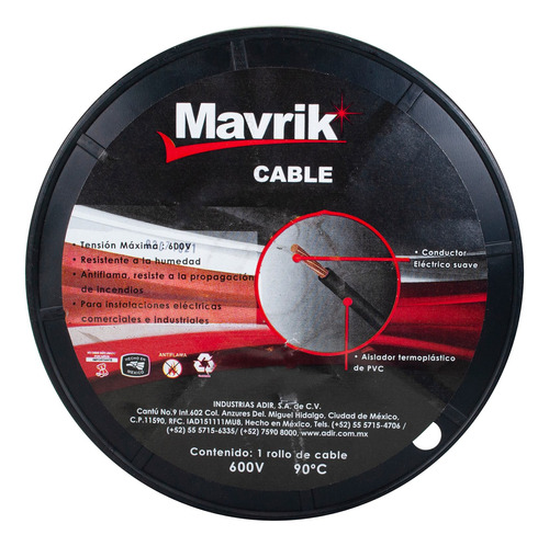Cable Mavrik Cal. 10 Negro 25 Mts.