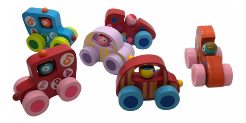 Imagen 5 de 7 de Autito De Madera X6 Primera Infancia Didactico Bebes