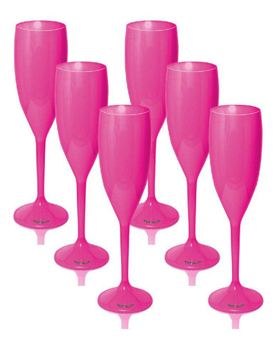 Kit 8 Taças Champagne 170ml Rosa Acrílico