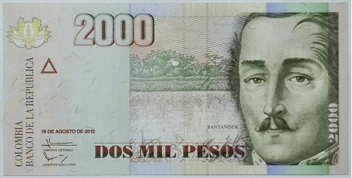 Billete 2000 Pesos 16/ago/2012 Colombia Unc