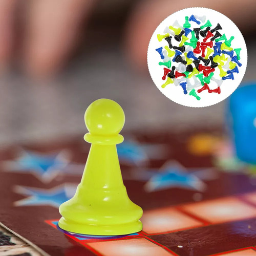 96 Chess Pieces With Multicolor Plastic Pawns For