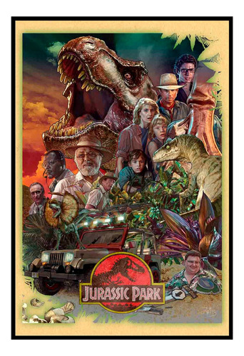 Cuadro Premium Poster 33x48cm Inicio Jurassic Park Fan Arte