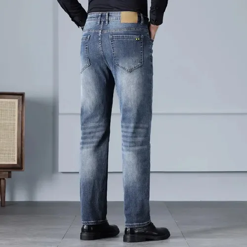 Pantalones Vaqueros Elásticos De Pierna Recta Para Hombre, C