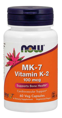 MK-7 Vitamina K-2 100 mcg 60 Cápsulas Vegetais Now Foods