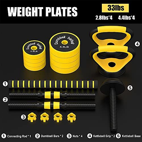 Juego De Pesas Rusas Con Mancuernas Ajustables De 33 Libras,