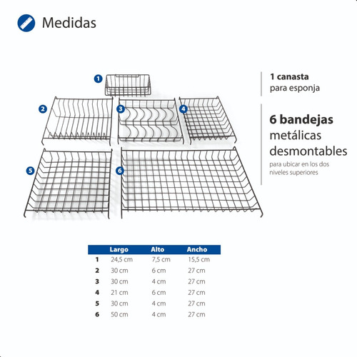 Imagen 7 de 9 de Seca Platos Escurridor Cocina Bacha Vajillas Dos Niveles