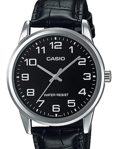 Relógio Casio Masculino Couro Preto Mtp-v001l-1budf Original Nota Fiscal