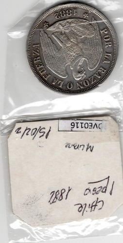 Moneda Histórica Chilena 1877 Un Peso Aguila Varios Años Mas