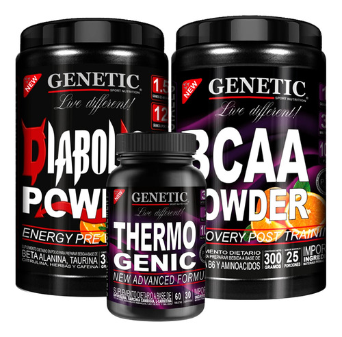 Energía Pre Post Entreno Diabolic Bcaa + Quemagrasas Genetic