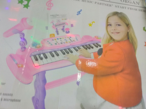 Imagen 2 de 5 de Piano Teclado Con Micrófono Juguete Niña Con Luces Y Sonido
