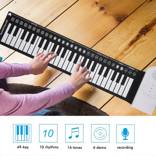 Imagen 5 de 10 de Teclado De Piano Eléctrico 49 Teclas Usb Plegable Portátil