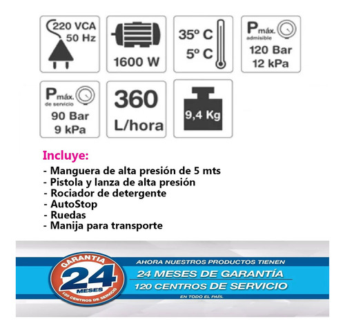 Imagen 4 de 7 de Hidrolavadora Gamma Redline130 120 Bar 1600w Hidro Lavadora
