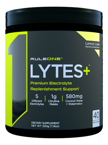 Rule One Lytes + Mezcla De 5 Electrolitos 40 Servs Sabor Lemon Lime