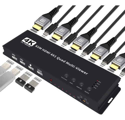 Puerto Quad Kvm Para Hdmi Multivisor Salida Screen Multi Usb