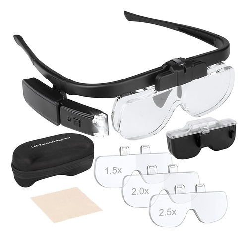 Gafas Lentes Lupa Recargables Usb, Lupa Con Luz Led, Lentes