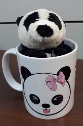 Urso De Pelucia Panda 15cm Na Caneca Sra. Nunca Estou Errada