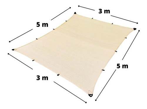 Imagen 3 de 10 de Malla Sombra 3x5 M 90% Beige Raschel Lista Para Colocar