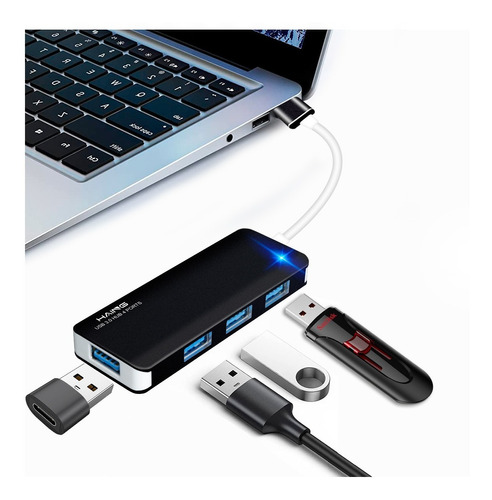 Hub 4 Puertos Slim Usb 3.0 Pc Laptop Multipuertos High Speed