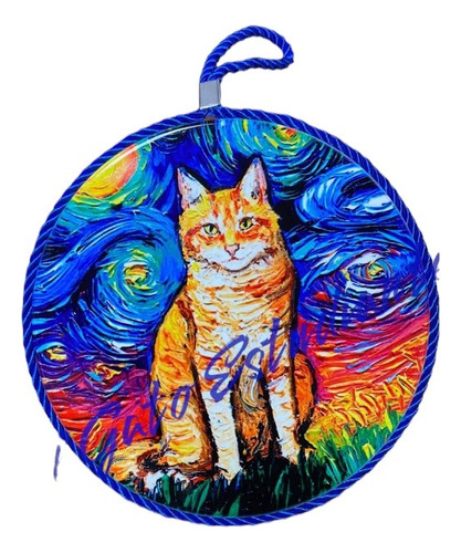 Colgante Decorativo Cerámica Posa Vaso Grande Gatos Van Gogh