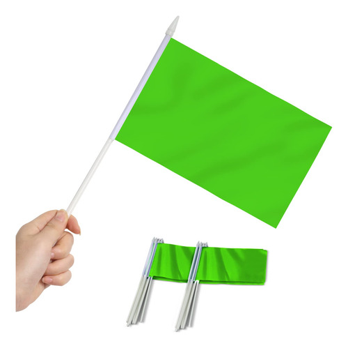 Minibandera Anley Green, 12 Unidades, 13 X 20 Cm, De Poliést