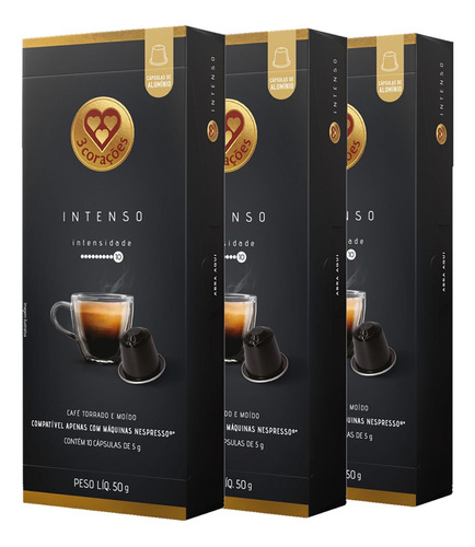 Cápsula De Café Intenso Tres (nespresso) 10x5g (3 Caixas)