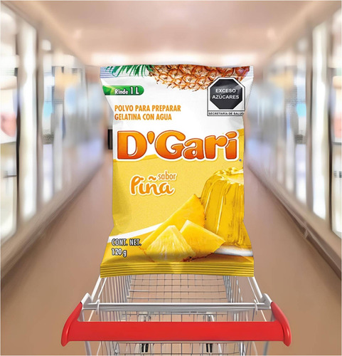 Dgari® 3 Gelatinas De Agua Sabor Piña Rinde Un Litro Wow