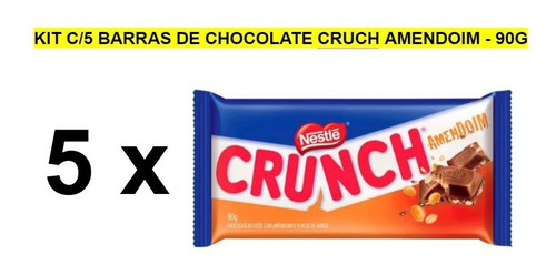 Kit C/5 Barras Chocolate Crunch Amendoim 90g - Nestlé