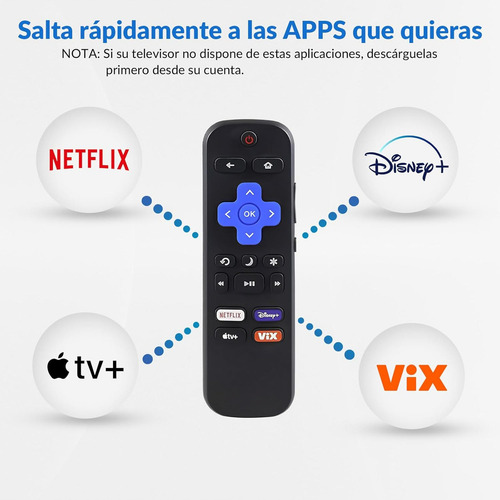 Domoko Control Remoto Para Roku Tv Tcl Hisense Onn Hitachi Element Westinghouse Philips Jvc Tvs 2 Pzs