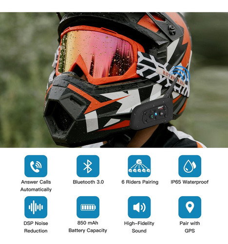 Casco Moto Bluetooth Interfono Comunicador