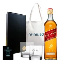 Comprar Box Whisky Johnnie Walker Red Label Vasos Vidrio Grabados 