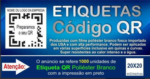 Etiqueta Poliéster Branco Qr 20x20mm 1000 Un