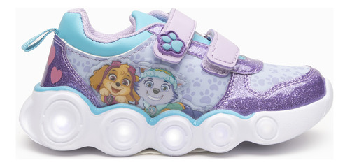 Zapatilla Con Luces Niña Brillos Morado Paw Patrol