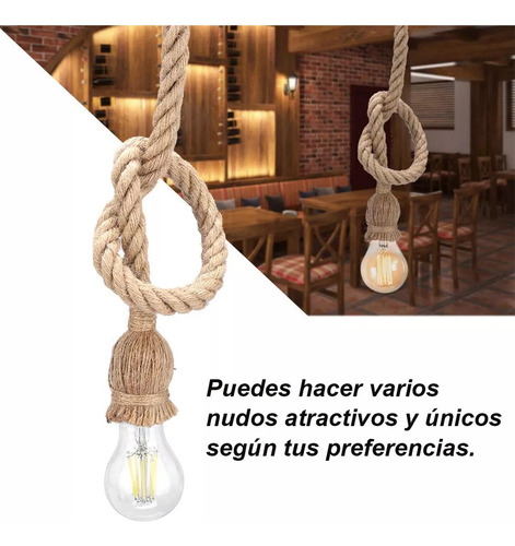 2m Socket Cuerda De Yute Base Para Focos Vintage Colgantes