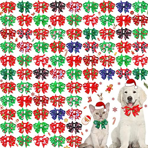 Conjunto De 80 Lazos De Corbata Perros Navidad, Lazos A...