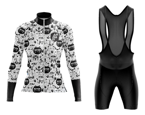 Uniforme De Ciclismo Mujer Gatos Manga Larga Armazi