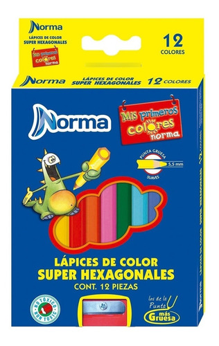 Lápiz De Color Súper Hexagonal 12 Pz Norma