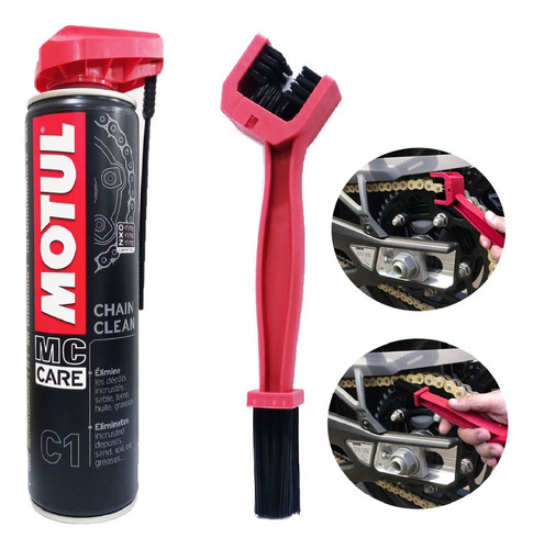 Limpa Corrente Chain Clen C1 Motul + Escova De Limpeza