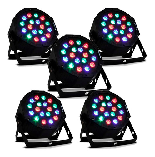 Pack 5 Foco Par 18 W Led Rgb Alta Luminosidad Fiesta / Hbled