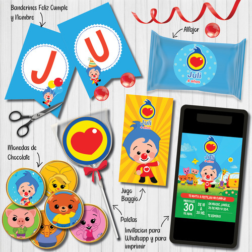 Kit Imprimible Personalizado Payaso Plim Plim Cumple Candy