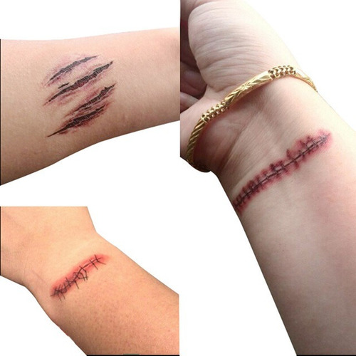 Tatuajes Halloween Zombie Cicatrices Costra Sangre Herida Sc