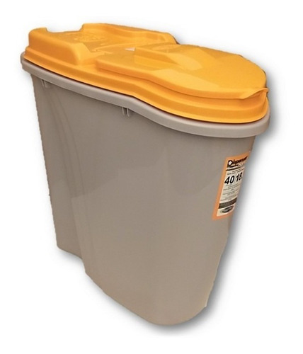 Container Dispenser Pote Ração 40 L (18 Kg) Tampa Pressão Cor Laranja Liso