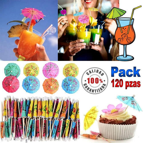 Pack De 120 Mini Sombrillas Paraguas Para Cócteles Bar 