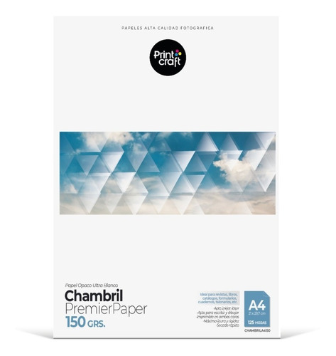 Papel Chambril 150 Grs A4 125 Hojas, Doble Faz Opaco