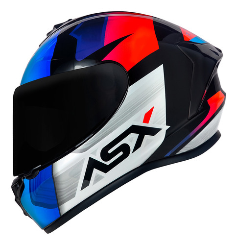 Capacete Masculino Fechado Asx Striker Draken Azul Esportivo