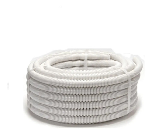 Caño Corrugado Flexible 2  Blanco Pvc Ignifugo Rollo 25 Mts